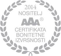 CREDIT RATING CERTIFICATE OF EXCELLENCE "AAA" sertifikatas